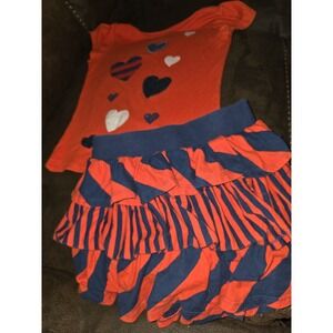 Gymboree prep perfect orange navy hearts top size 8 skort 7 outfit